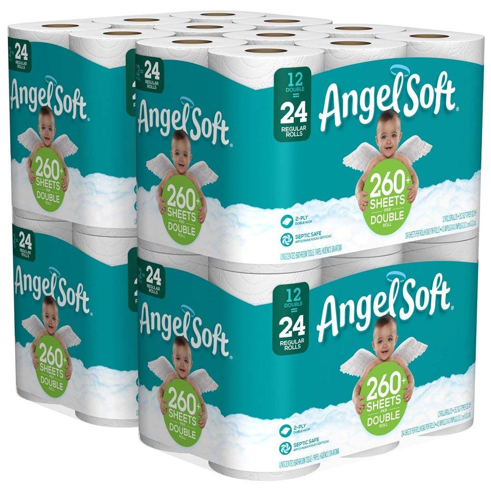 Angel Soft 2 Ply Toilet Paper, 48 Double Bath Tissue (Pack of 4 with 12