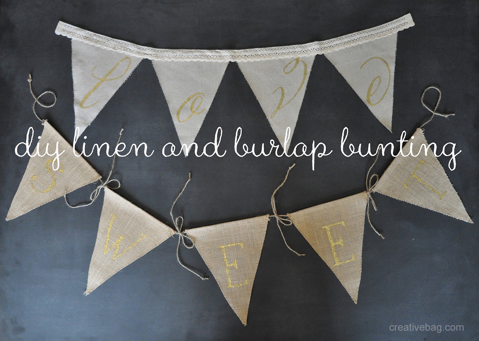 the creative bag blog Bunting inspiration using our burlap and linen