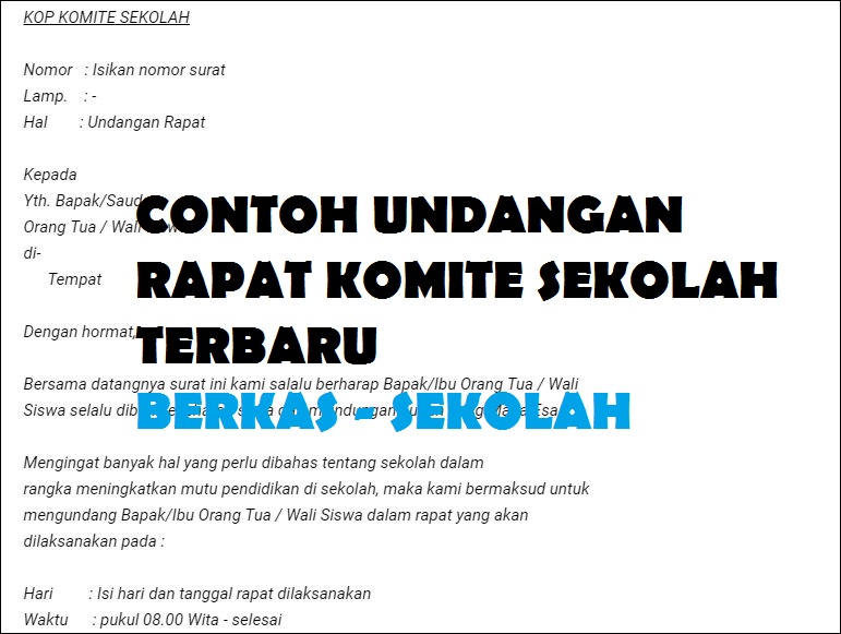 Contoh Surat Undangan Rapat Komite Sekolah - Berkas Surat