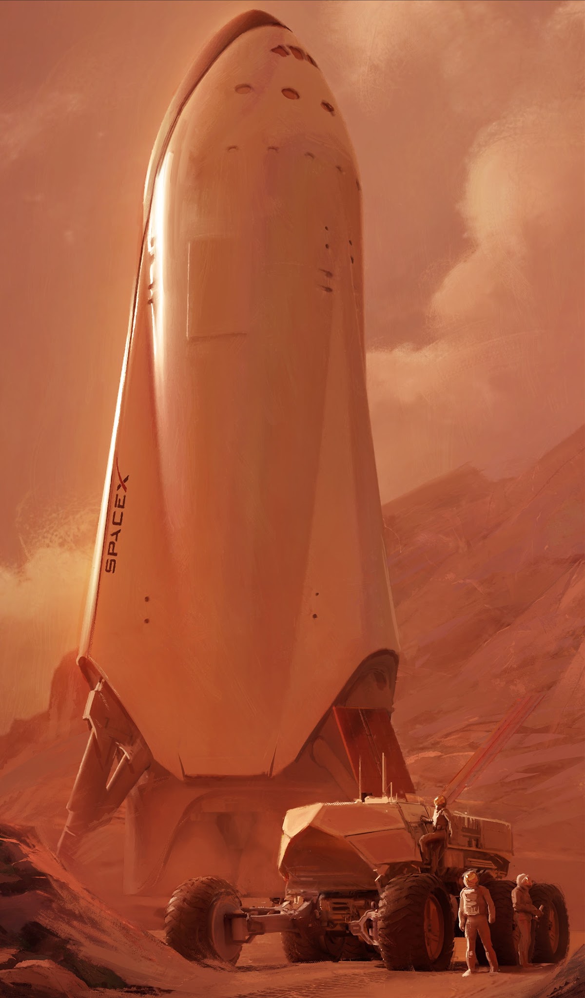 SpaceX spaceship on Mars by Alexandra Hodgson human Mars