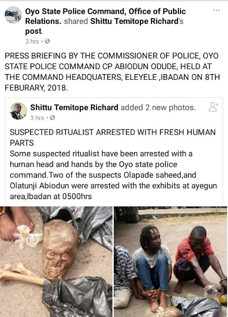  Photos: Suspected ritualists arrested with human parts in Ibadan