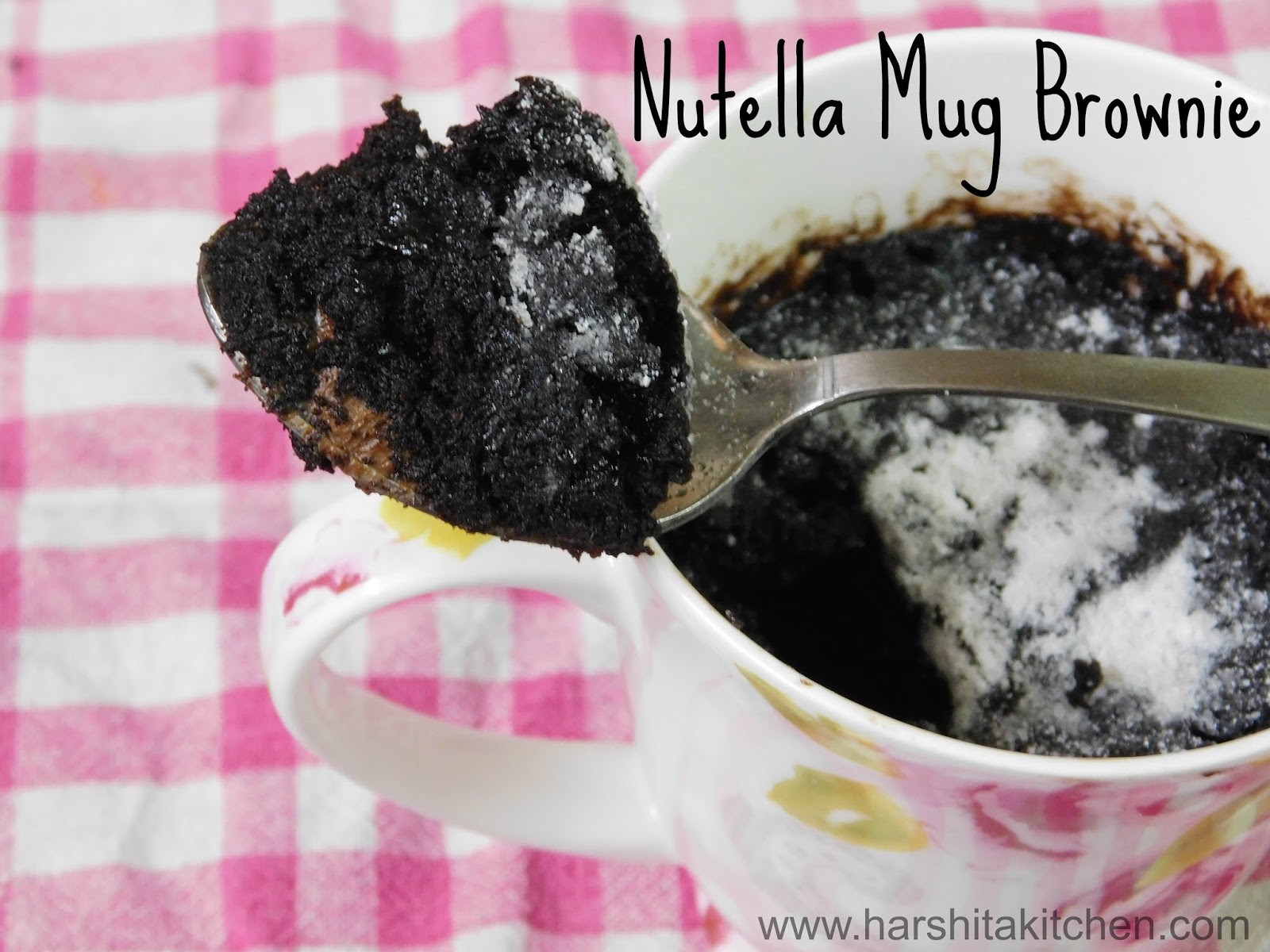 2 Minute Nutella Brownie in a Mug, Eggless Brownie in a Microwave, Cup