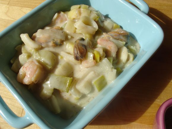 Sécotine fait sa maligne: Gratin de poireaux aux fruits de mer