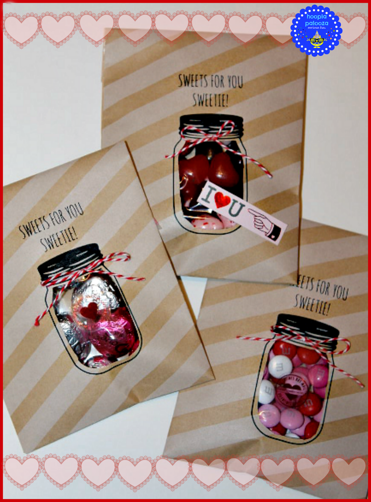 Valentines Day Mason Jar packaging -Treat Bags 