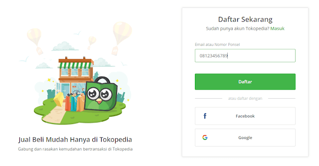 pembuatan akun tokopedia