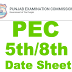 PEC 5th Class & 8th Class Date Sheet 2017 Nankana Sahib Board