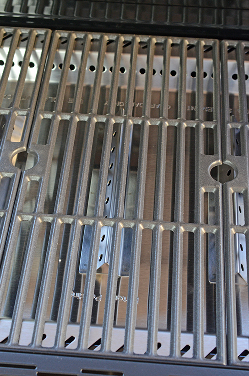 Cast iron grates on Char-Broil combination grill leave great grill marks and are sturdy