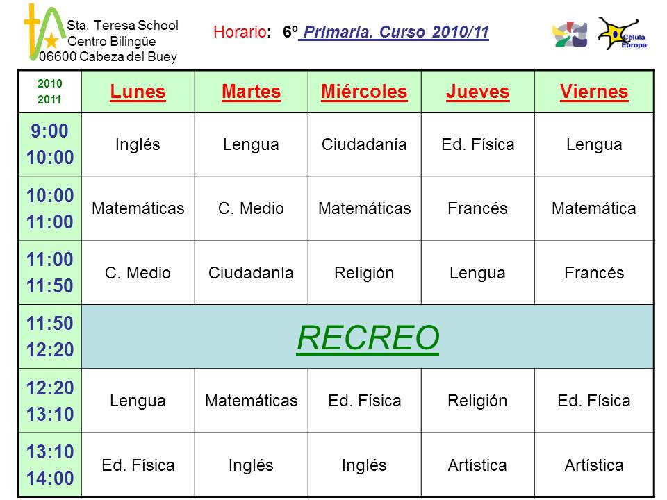 Organización Escolar Horario y Tiempo