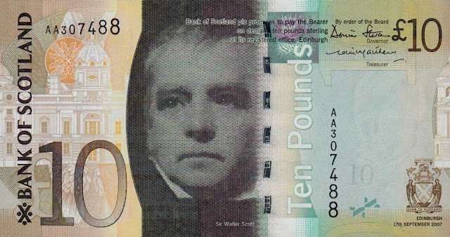 Bank of Scotland 10 Pounds Sterling banknote 2007 Sir Walter Scott