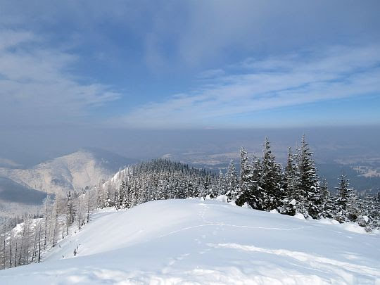 Widok w stronę Małego Kopieńca i Nosala. Widok w stronę Małego Kopieńca i Nosala.