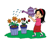 14 Gambar Kartun Orang Sedang Menyiram Bunga