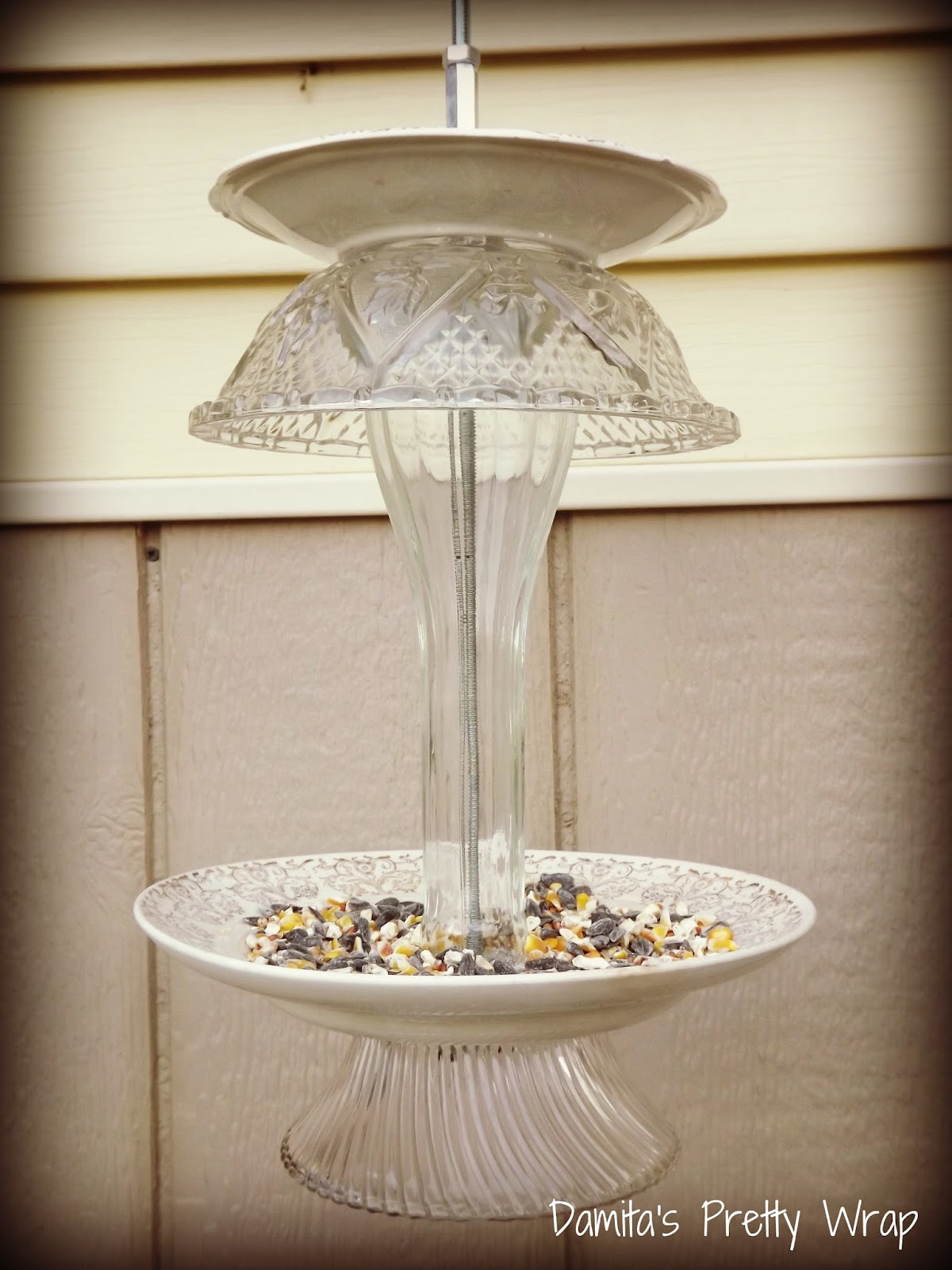 Damita's Pretty Wrap Bird Feeders made out of vintage china
