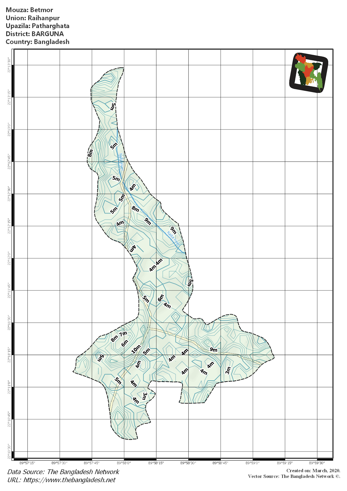 Map of Betmor Mouza of Patharghata Upazila, BARGUNA, Bangladesh.