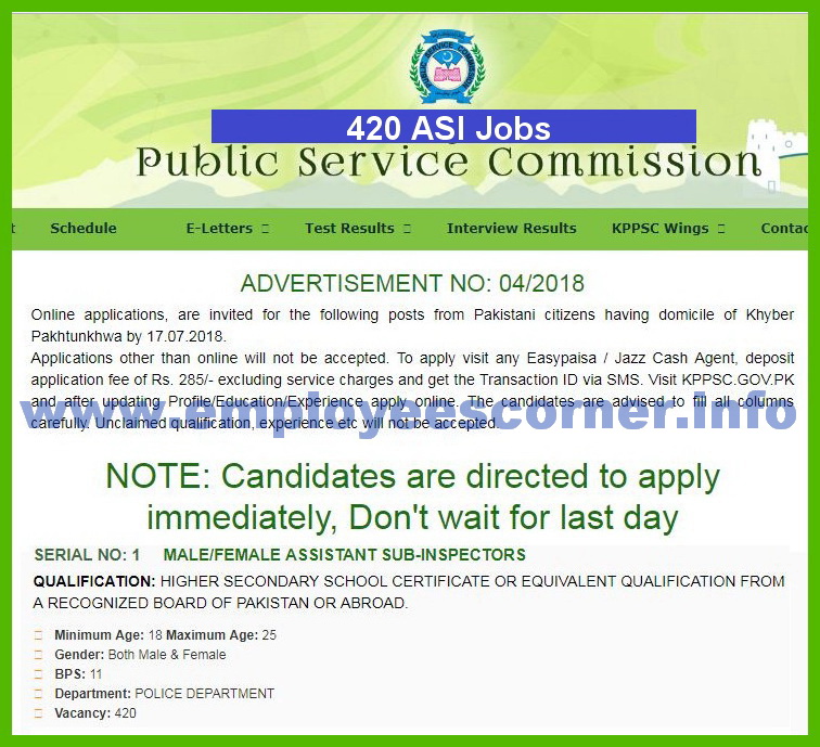 400+ ASI Jobs in Pakistan Public Service Commission Jobs ASI Jobs 2018
