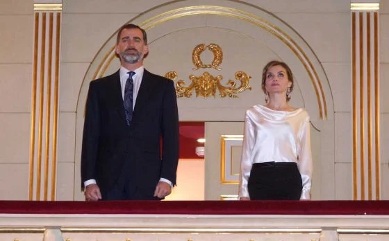 King Felipe of Spain and Queen Letizia of Spain attended the performance of the opera "The Public" at the Royal Theatre 