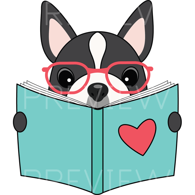 Set of super cute animals (owl, groundhog, panda, cat, penguin, boston terrier) reading books! Set of super cute animals (owl, groundhog, panda, cat, penguin, boston terrier) reading books!