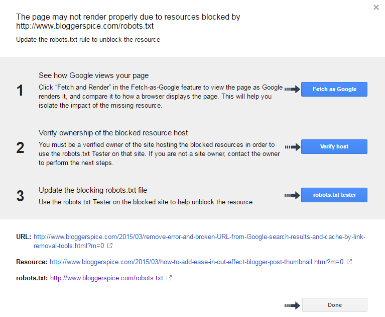 Check Blocked Resources Report and Unblock Resources from Google Search