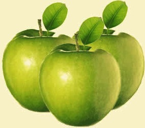 Manzanas Foto de manzanas color verde con sus repectivas hojas