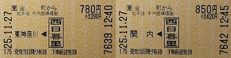 JR東日本　東京メトロ千代田線　連絡乗車券　金町駅