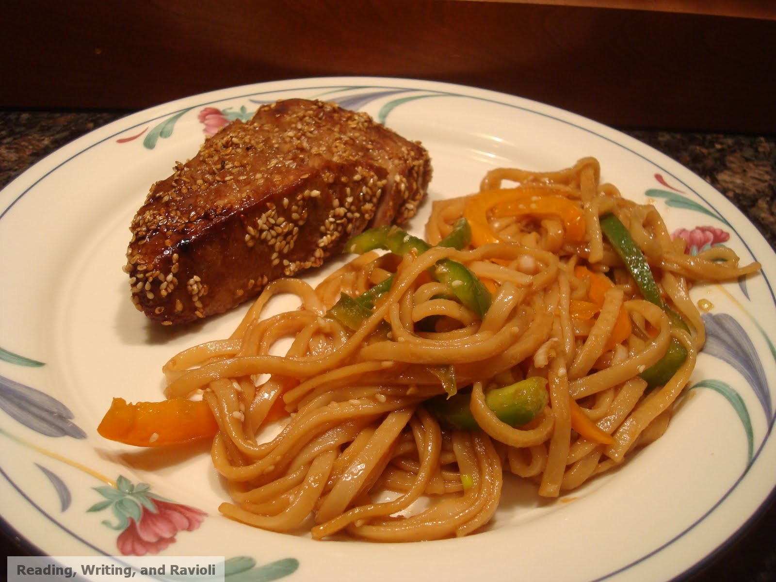 Reading, Writing, and Ravioli Recipe Sesame Seared Tuna with Udon Noodles