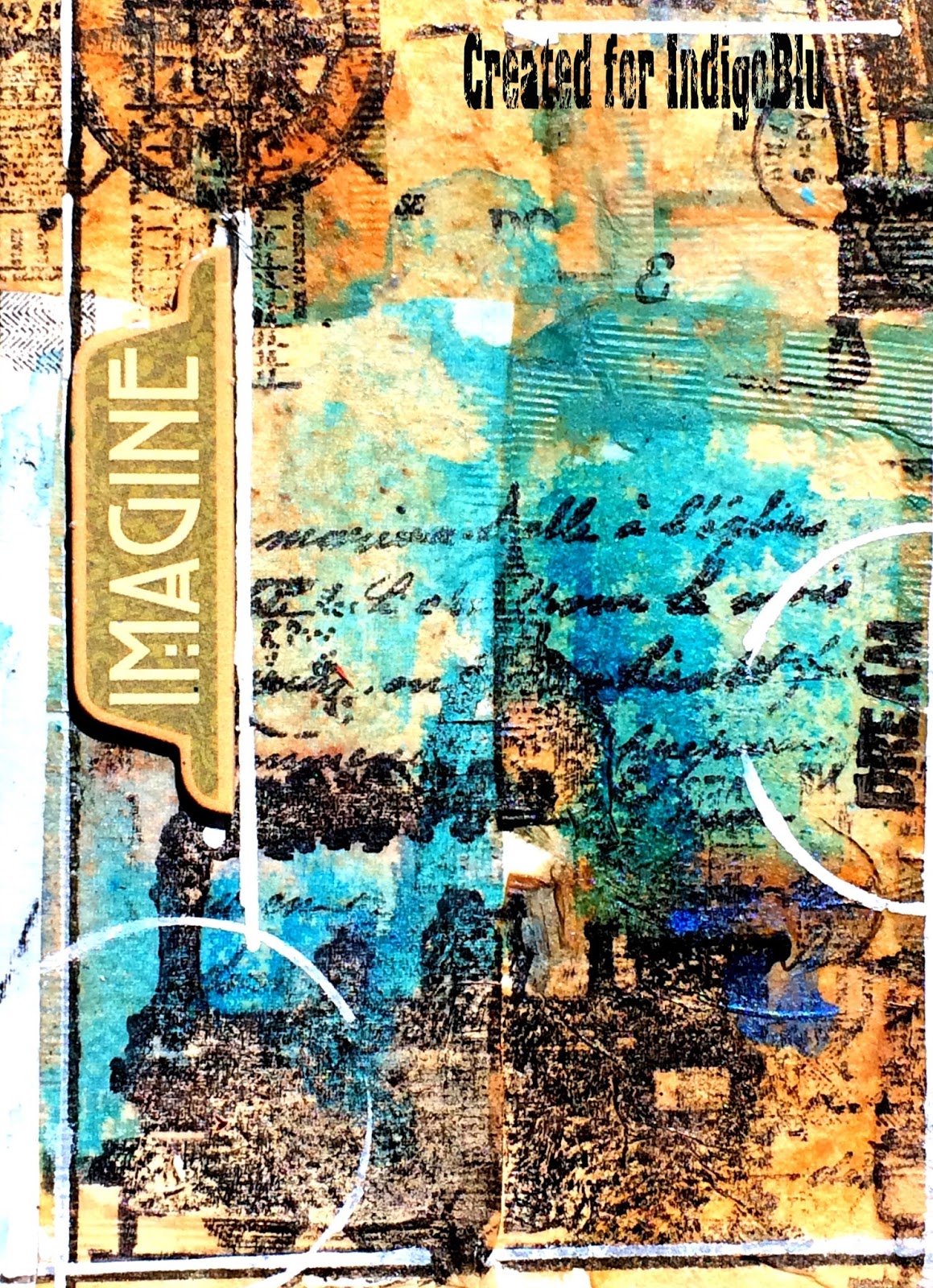 Art journal page by Solange Marques featuring IndigoBlu stamps.-02