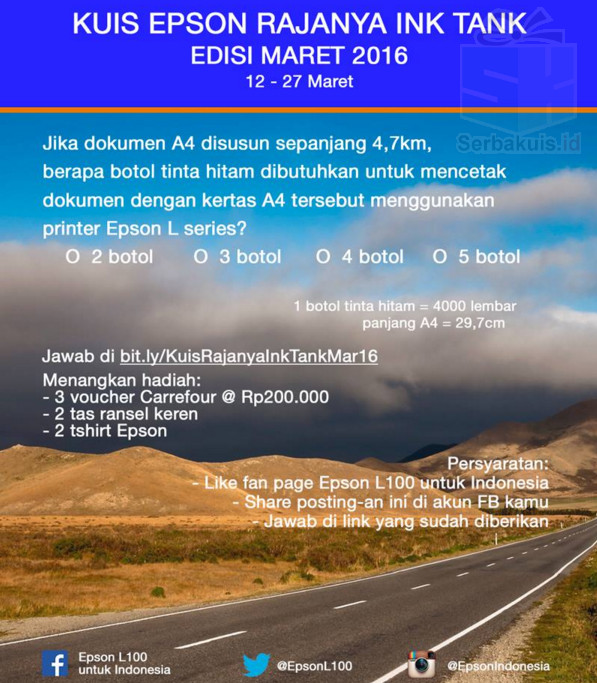 Kuis Epson Rajanya Ink Tank Maret 2016 Berhadiah Voucher 600k Kuis Epson Rajanya Ink Tank Maret 2016 Berhadiah Voucher 600k