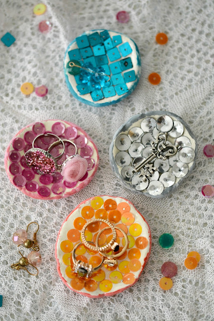 Sequined Clay Ring Holders