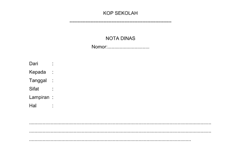 Administrasi Inventaris Sekolah Format Contoh Nota Dinas