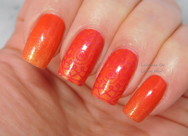 Zoya Tanzy over Julep Riley, stamped with UberChic Beauty 9-03
