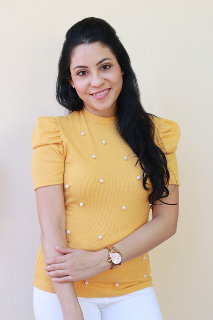 Pearls Top Puff Sleeve ootd, pearls top, puff sleeve