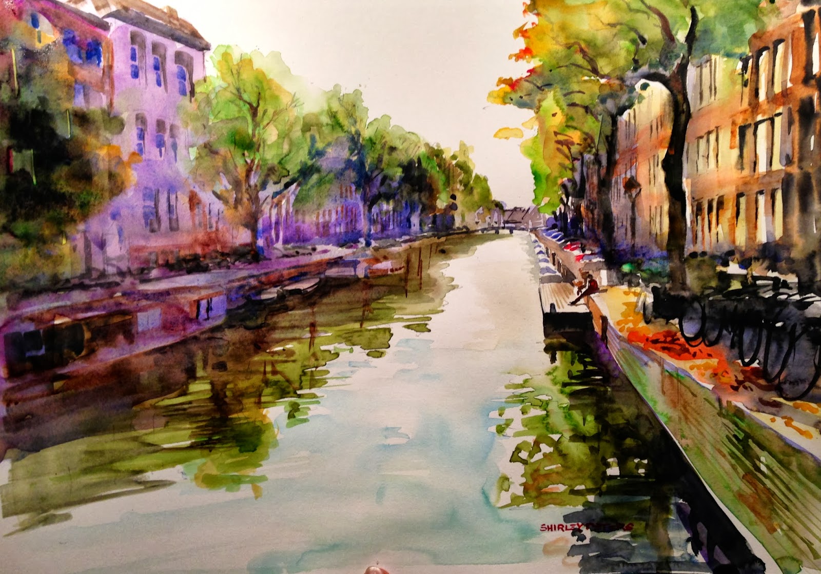 One painting every other day... Amsterdam Canal a hint of autumn