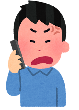 電話をする人のイラスト(男性・怒った顔)