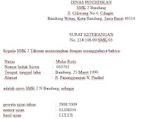 CONTOH SURAT KETERANGAN LULUS SEKOLAH SISWA YANG BAIK DAN ...