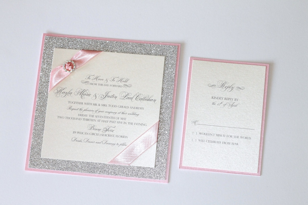 Embellished Paperie Silver Glitter, Pink and Ivory Luxe