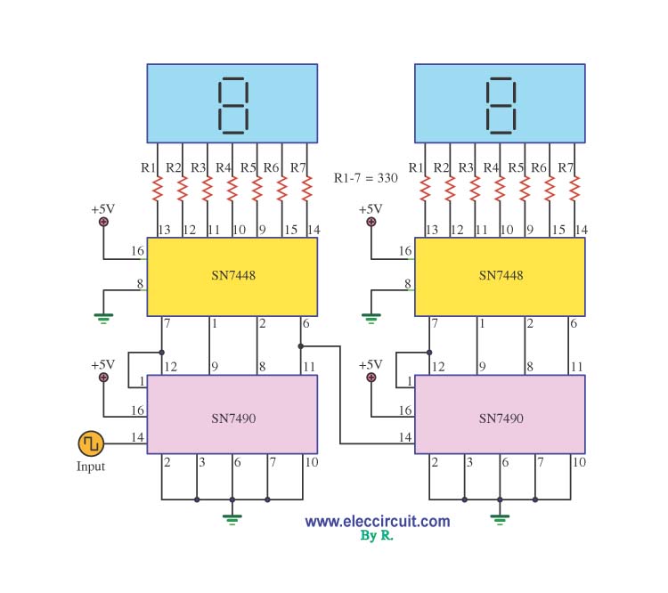 Free Electronic Circuit Collection: Digital Decade Counter Schematic
