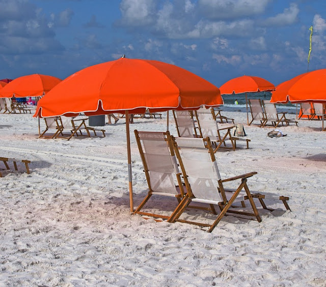 Beach and Umbrella at Clearwater Beach and Umbrella at Clearwater