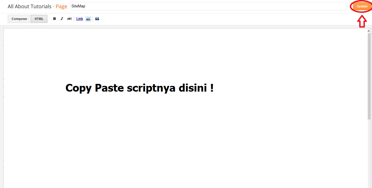 copy paste script daftar isi dihalaman blog, pilih HTML format