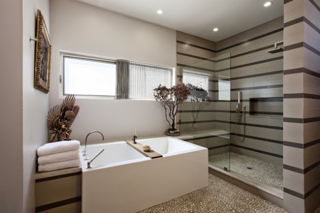 Espectaculares baños con paredes a rayas - Colores en Casa