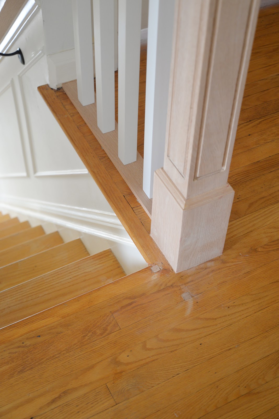 updated traditional wood railing, stair post and balusters