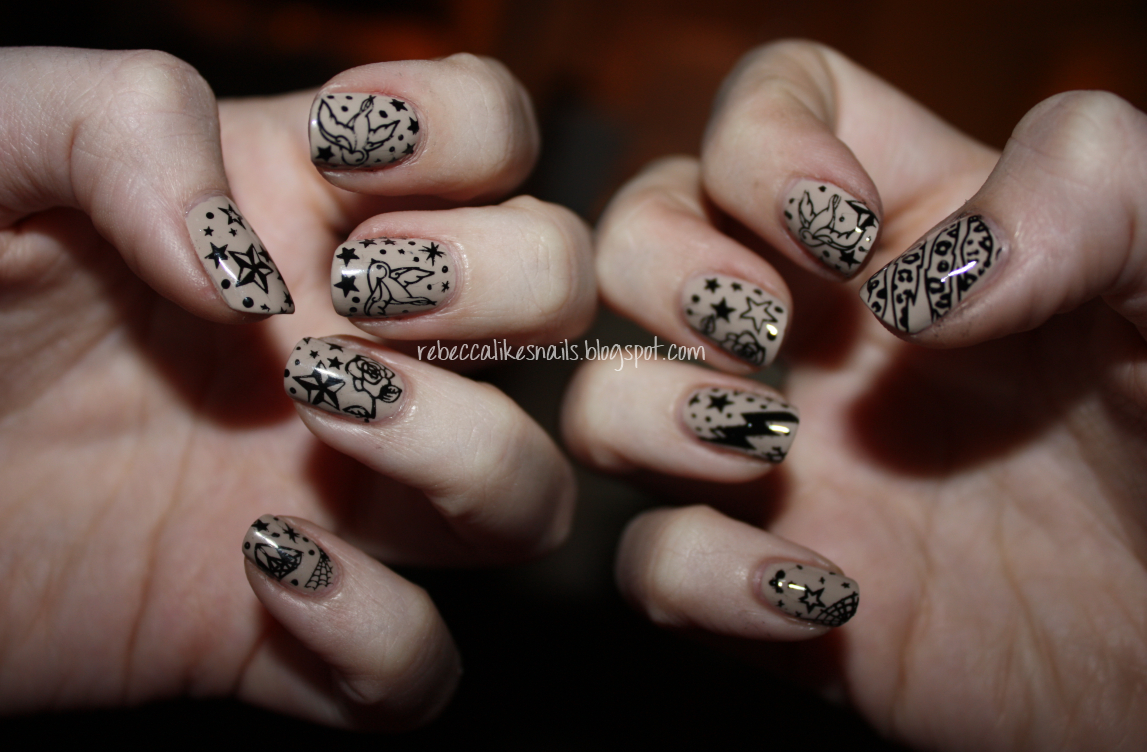 rebecca likes nails: old school tattoo mani