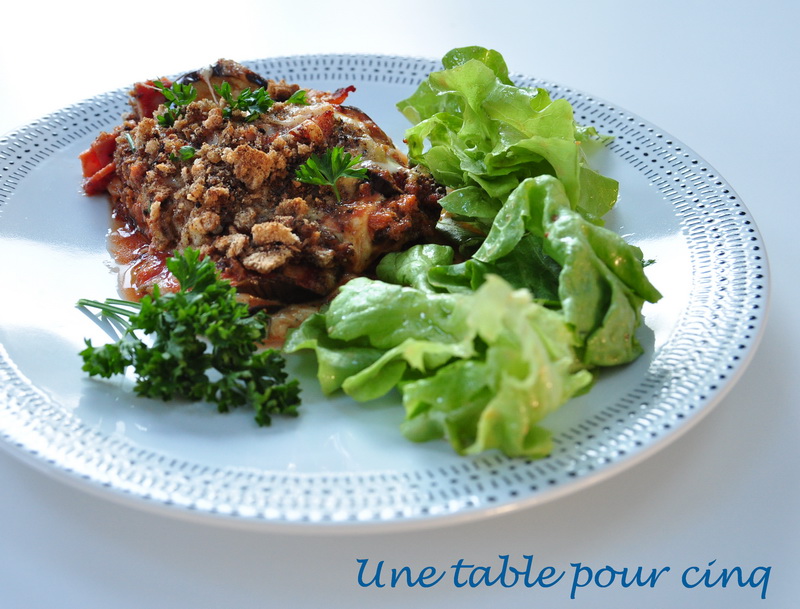 Une table pour cinq Gratin d'aubergine au
