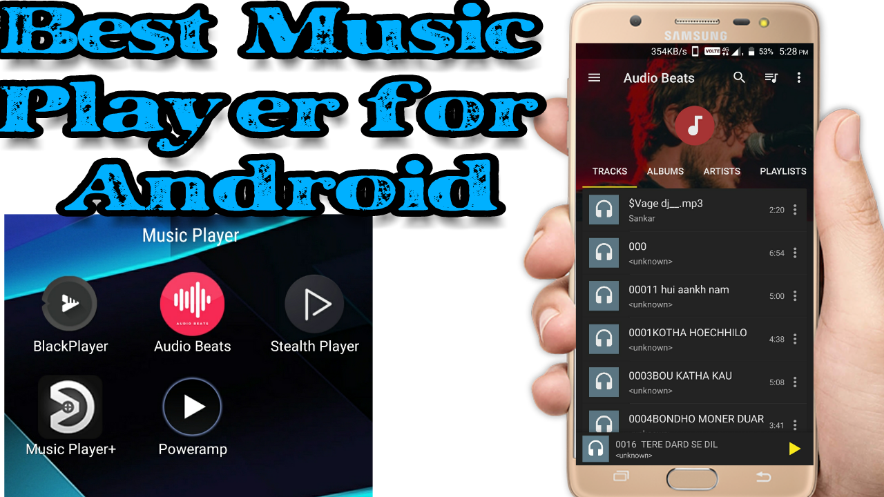 Top 5 Best Music Player Apps For Android, Available in Playstore.