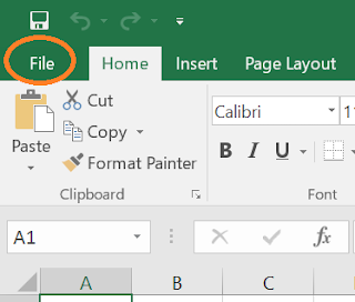 menu File di pojok kiri atas Excel menu File di pojok kiri atas Excel