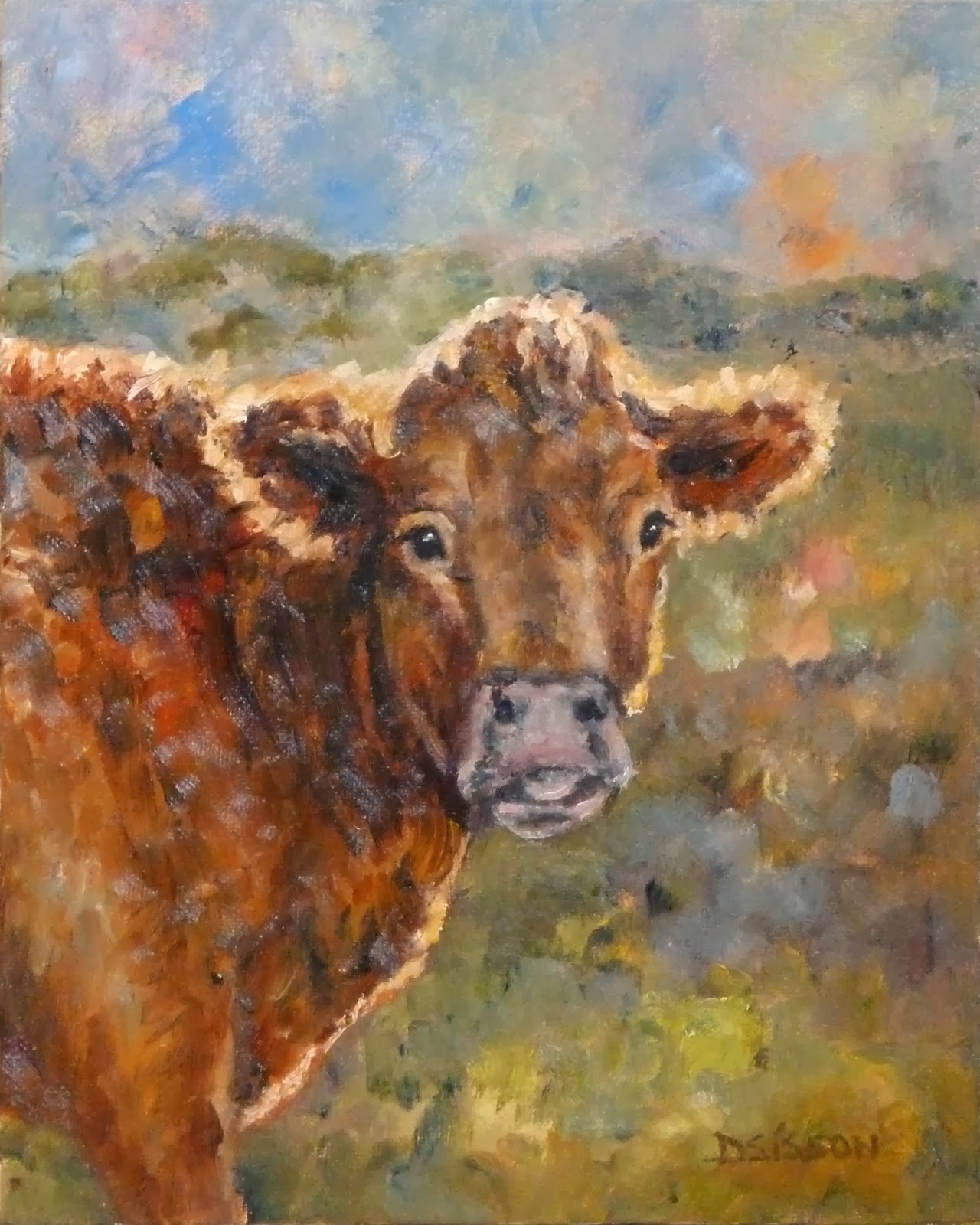Daily Painting Projects Cold Weather Cow Oil Painting Pet Portrait Art