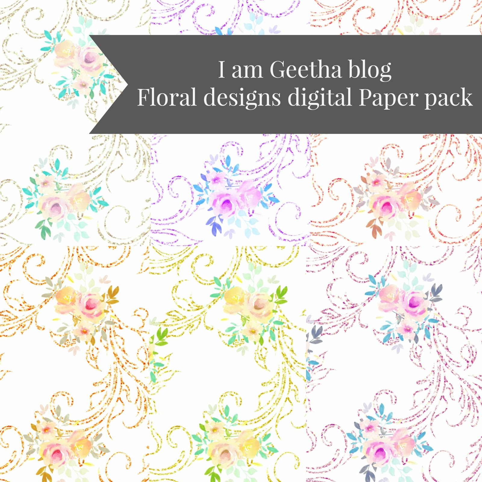 Printables Scrapbooking Paper Floral designs IamGeetha