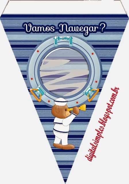 Kit de Oso Marinerito para Imprimir Gratis. Banderines de Oso Marinerito para imprimir gratis.