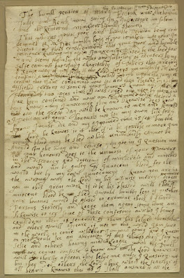 Mary Easty's Post-conviction Petition, 1692, front Climbing My Family Tree: Mary Easty's Post-conviction Petition, 1692, front