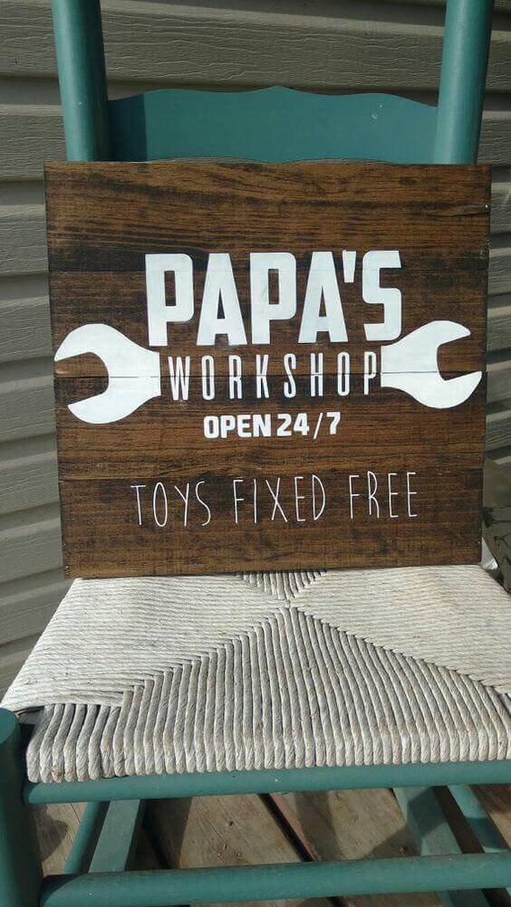  papa's workshop sign.