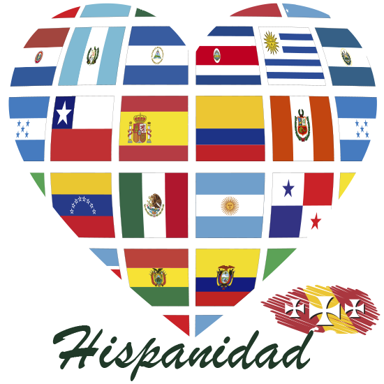 Corazón con banderas del Día de la Hispanidad
