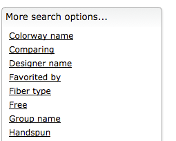 screen shot of Ravelry advanced search